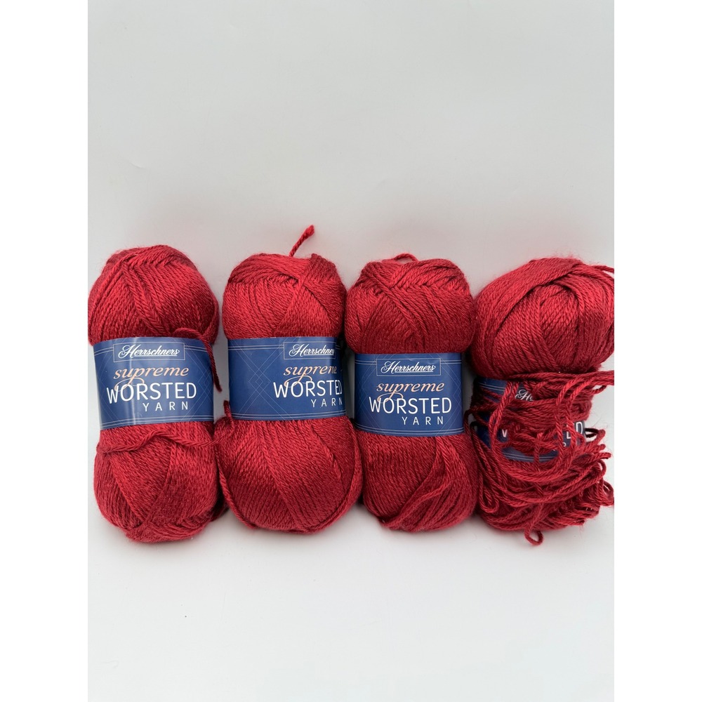Herrschners Supreme Worsted Yarn Carmine 0002 Red 4 Skeins Anti-Pill Acrylic